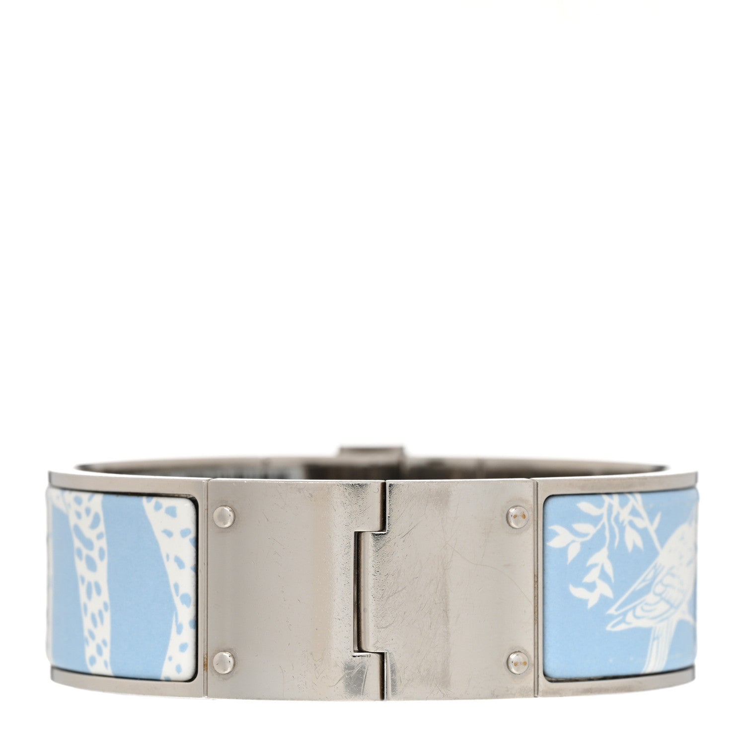 Hermes Enamel Printed Wide Charniere Tendresse Feline Tattoo Hinged Bracelet L Miami 3 of 6