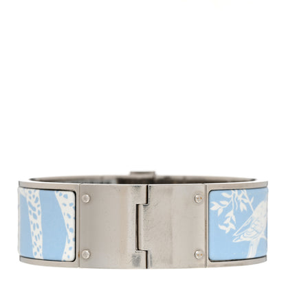 Hermes Enamel Printed Wide Charniere Tendresse Feline Tattoo Hinged Bracelet L Miami 3 of 6
