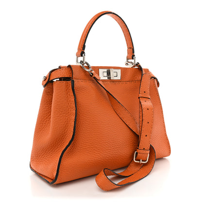Fendi Cuoio Romano Selleria Bi-Color Medium Peekaboo Iconic Satchel Orange Stone 2 of 17