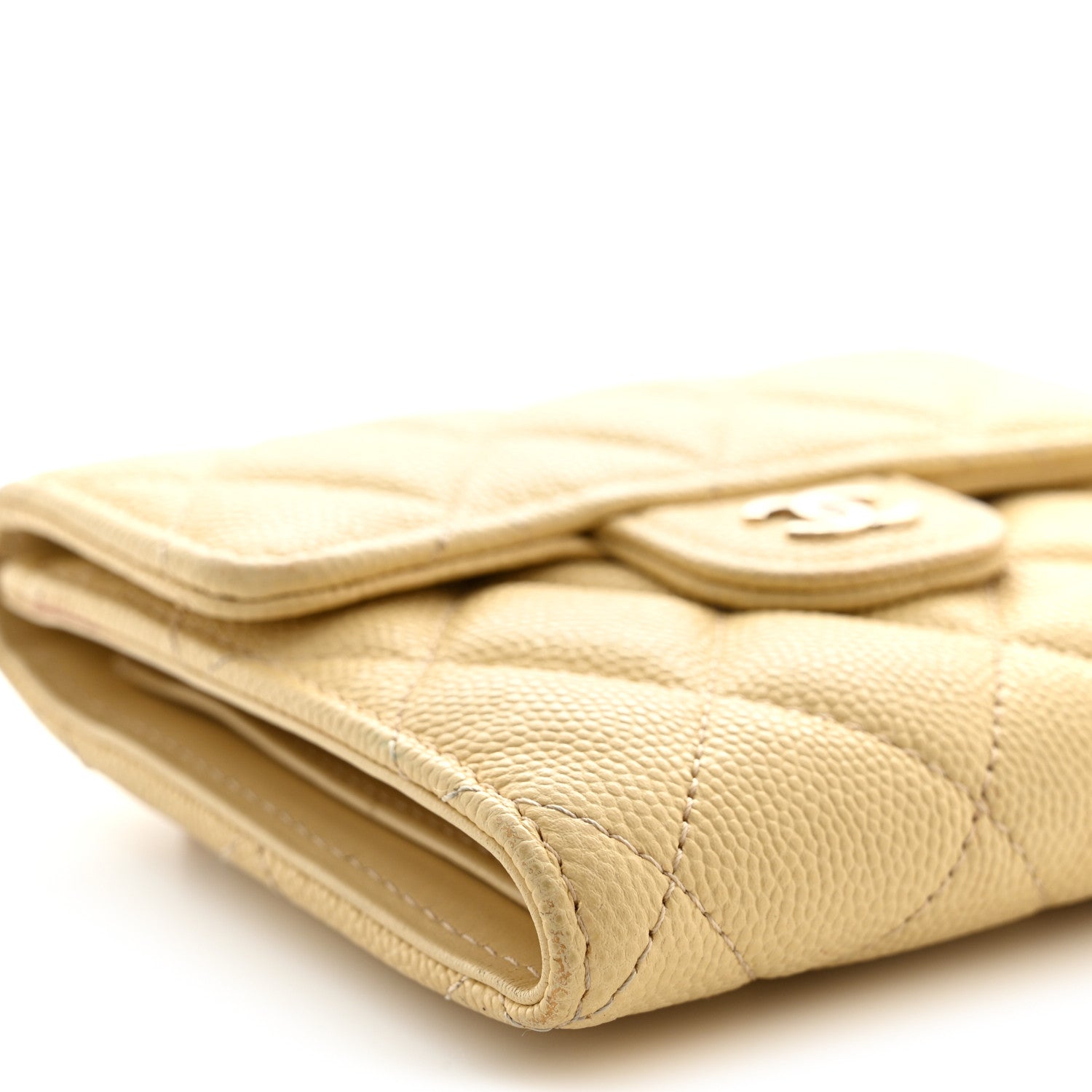 Chanel Caviar Quilted Compact Flap Wallet Yellow 9 of 16