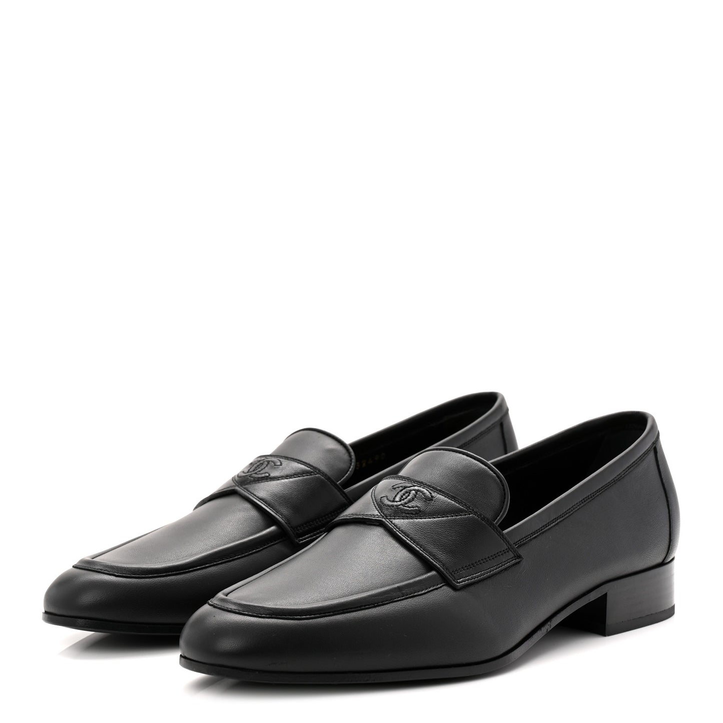Lambskin Mens Stitched CC Loafers 42 Black