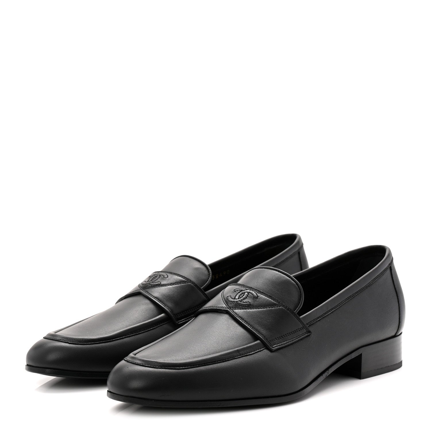 Chanel Lambskin Mens Stitched CC Loafers 42 Black 3 of 9