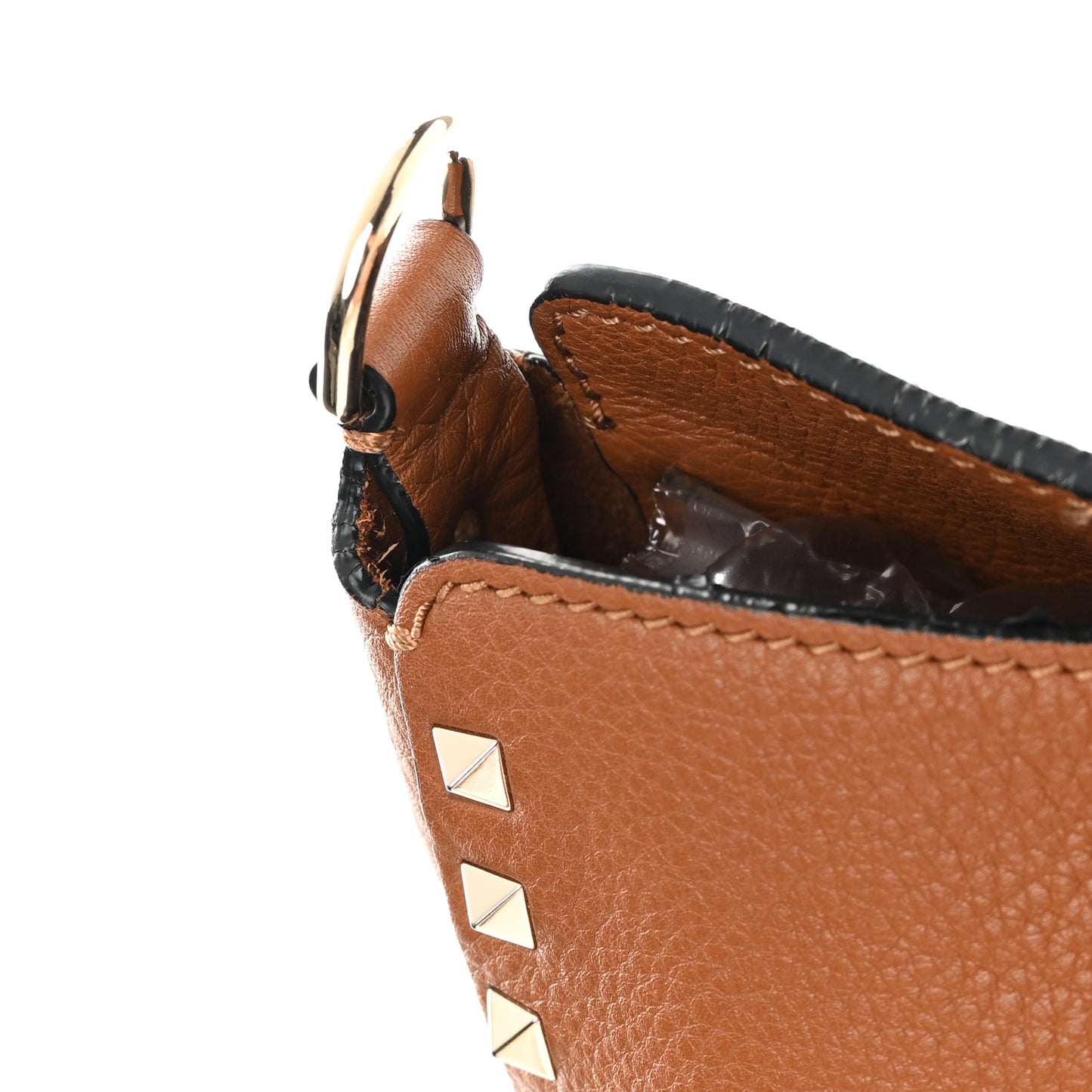 Pebbled Calfskin Small Rockstud Flip-Lock Messenger Bag Light Cuir