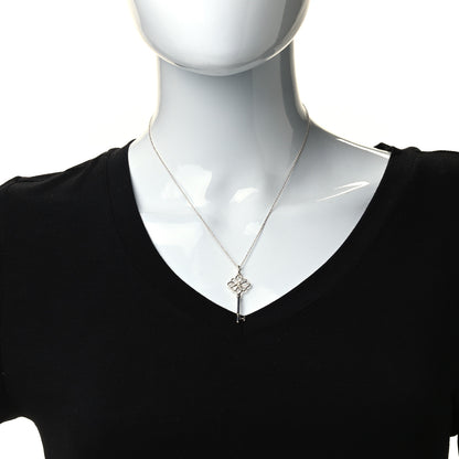 Tiffany Sterling Silver Diamond Knot Key Pendant Necklace 2 of 7