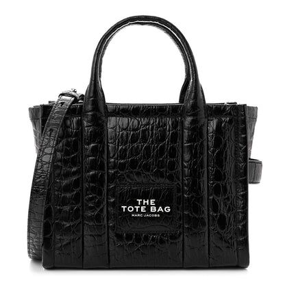 Marc Jacobs Croc Embossed Small The Tote Bag Black 1 of 10