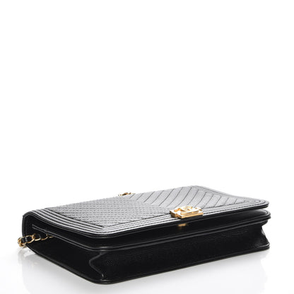 Chanel Caviar Chevron Quilted Boy Wallet On Chain WOC Black 4 of 9