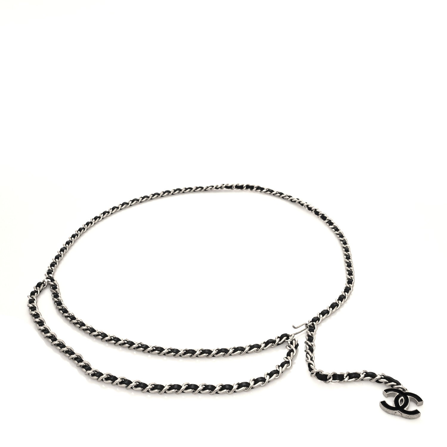 Chanel Lambskin Enamel CC Chain Belt Black Silver 1 of 4