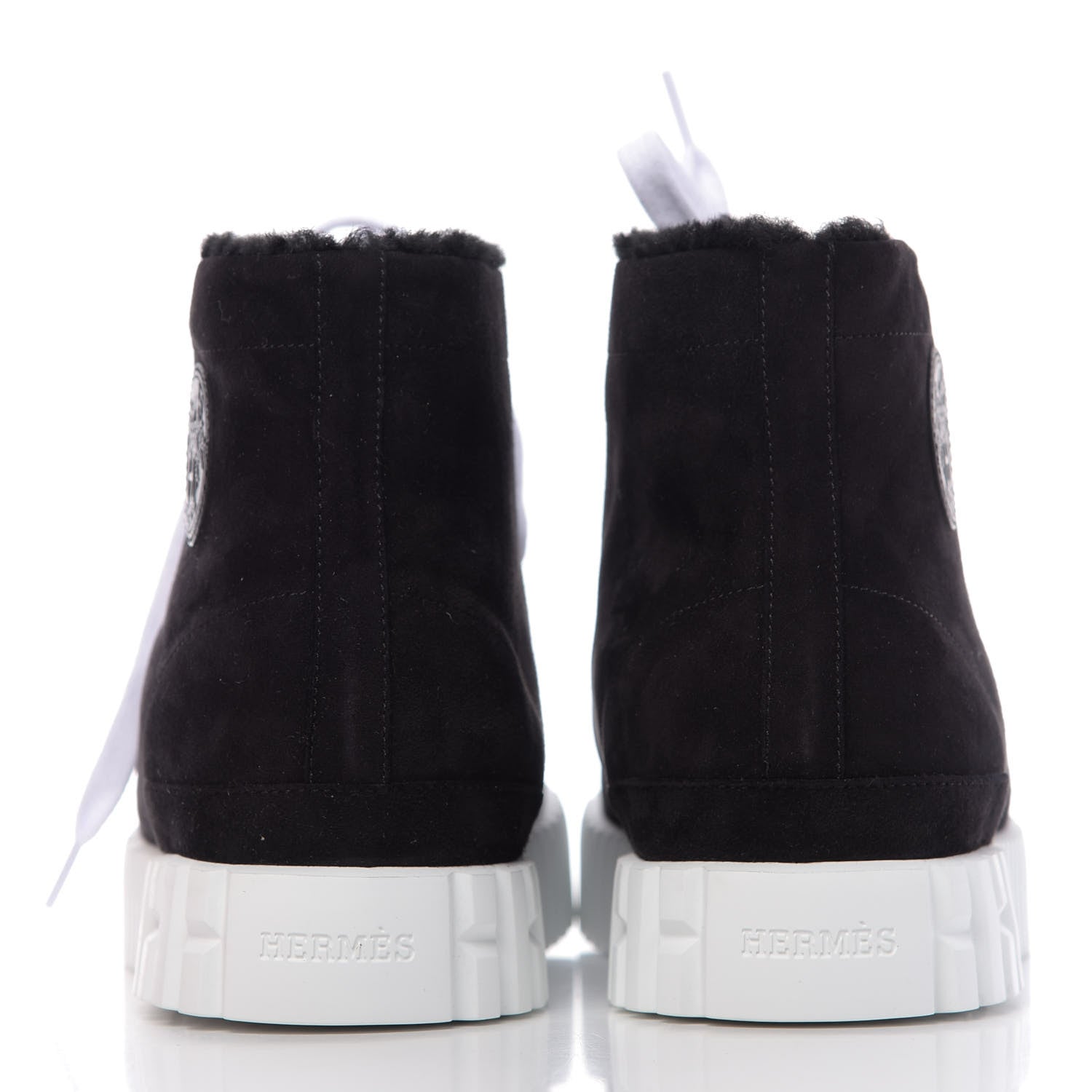 Hermes Woolskin Calfskin Womens Climb Sneakers 36 Black 8 of 9