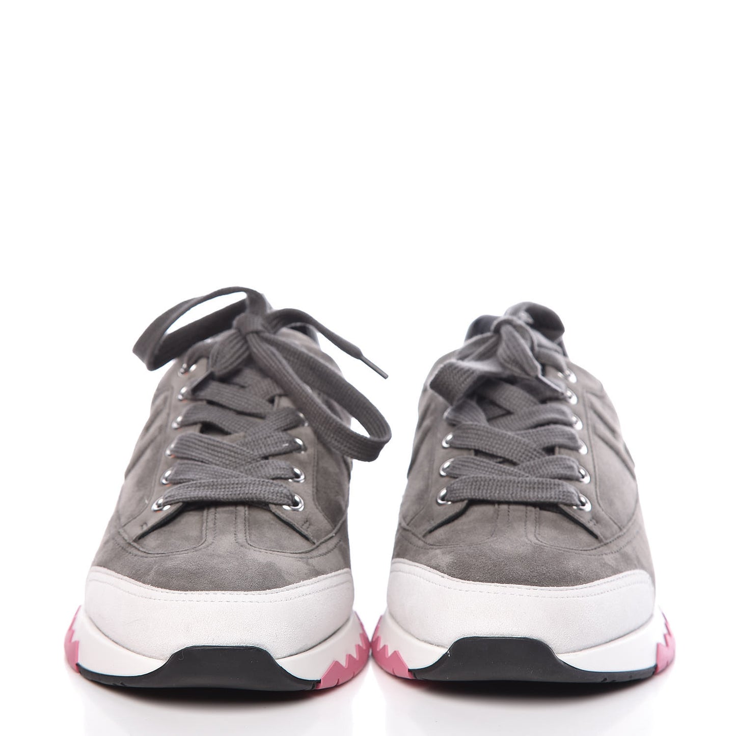 Velvet Goatskin Calfskin Womens Trail Sneakers 39.5 Gris Tenorite Blanc