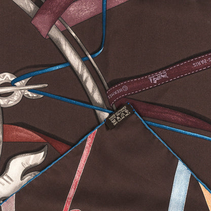 Hermes Silk Attrape Tes Reves Scarf 90 Chocolat Ardoise Taupe 3 of 3