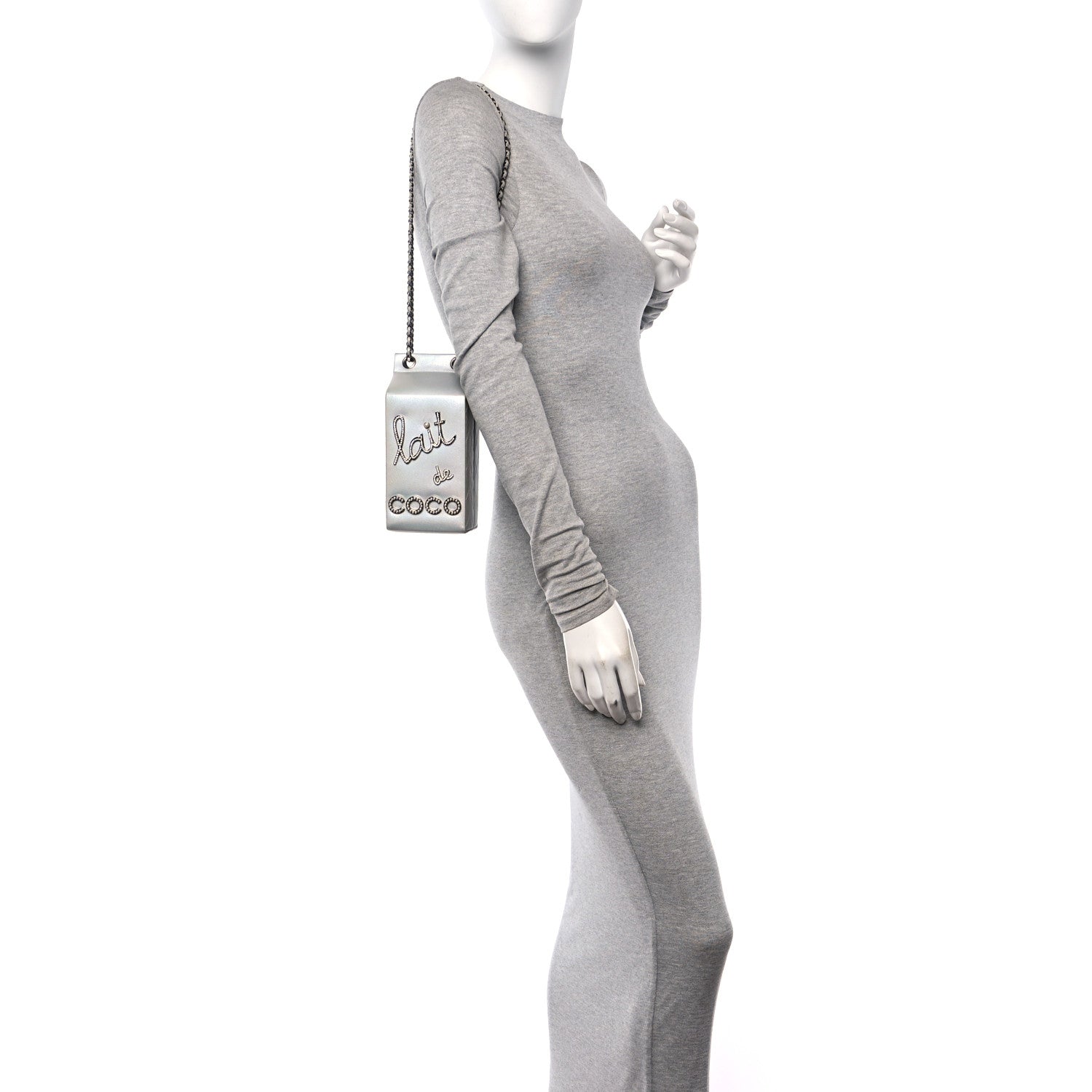 Chanel Metallic Goatskin Lait de Coco Milk Carton Bag Silver 3 of 10