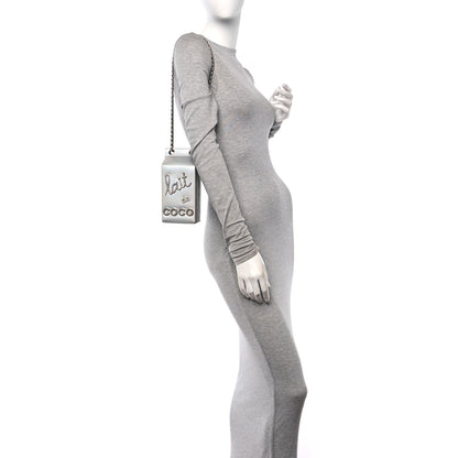 Chanel Metallic Goatskin Lait de Coco Milk Carton Bag Silver 3 of 10