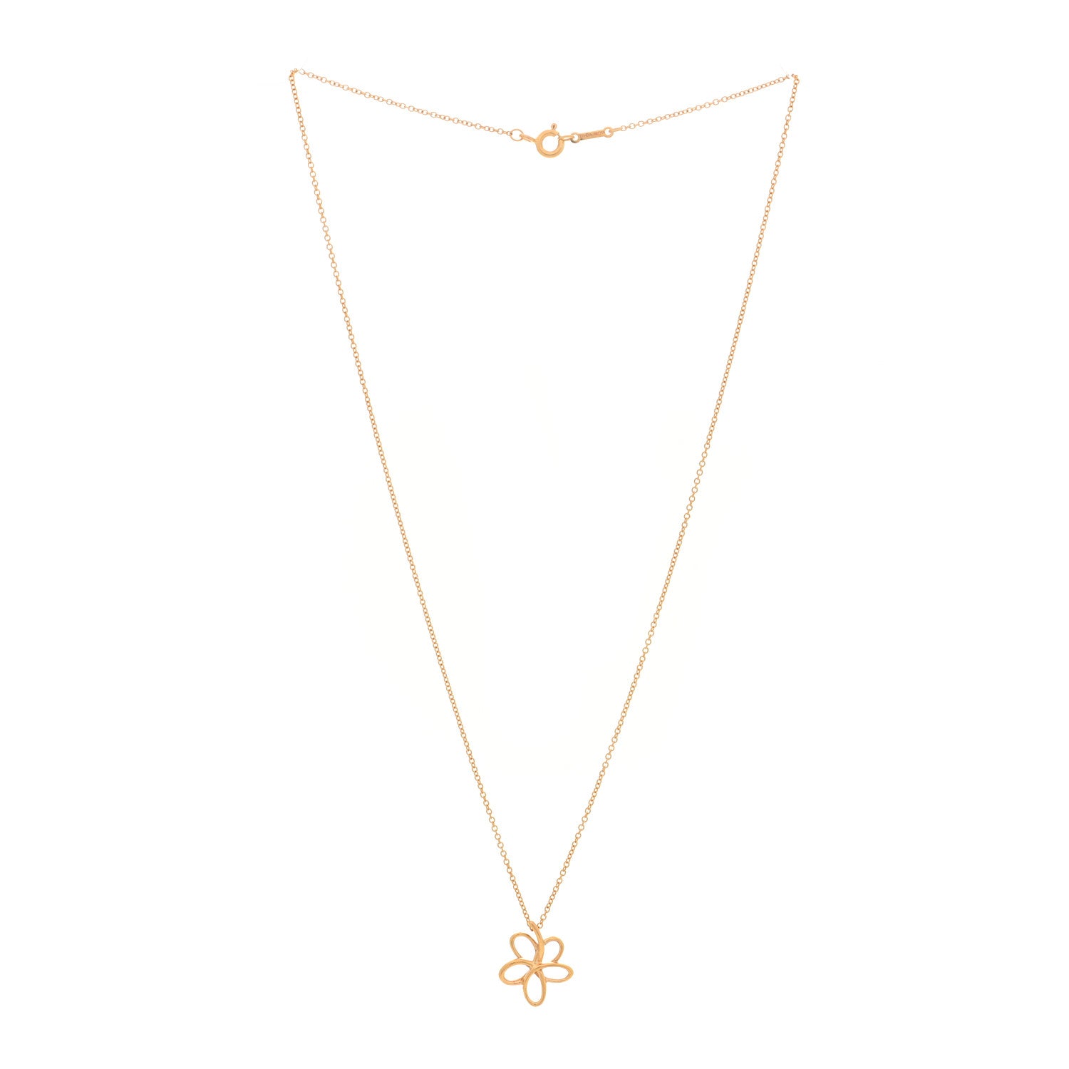 Tiffany 18K Rose Gold Paloma Picasso Villa Flower Pendant Necklace 3 of 4