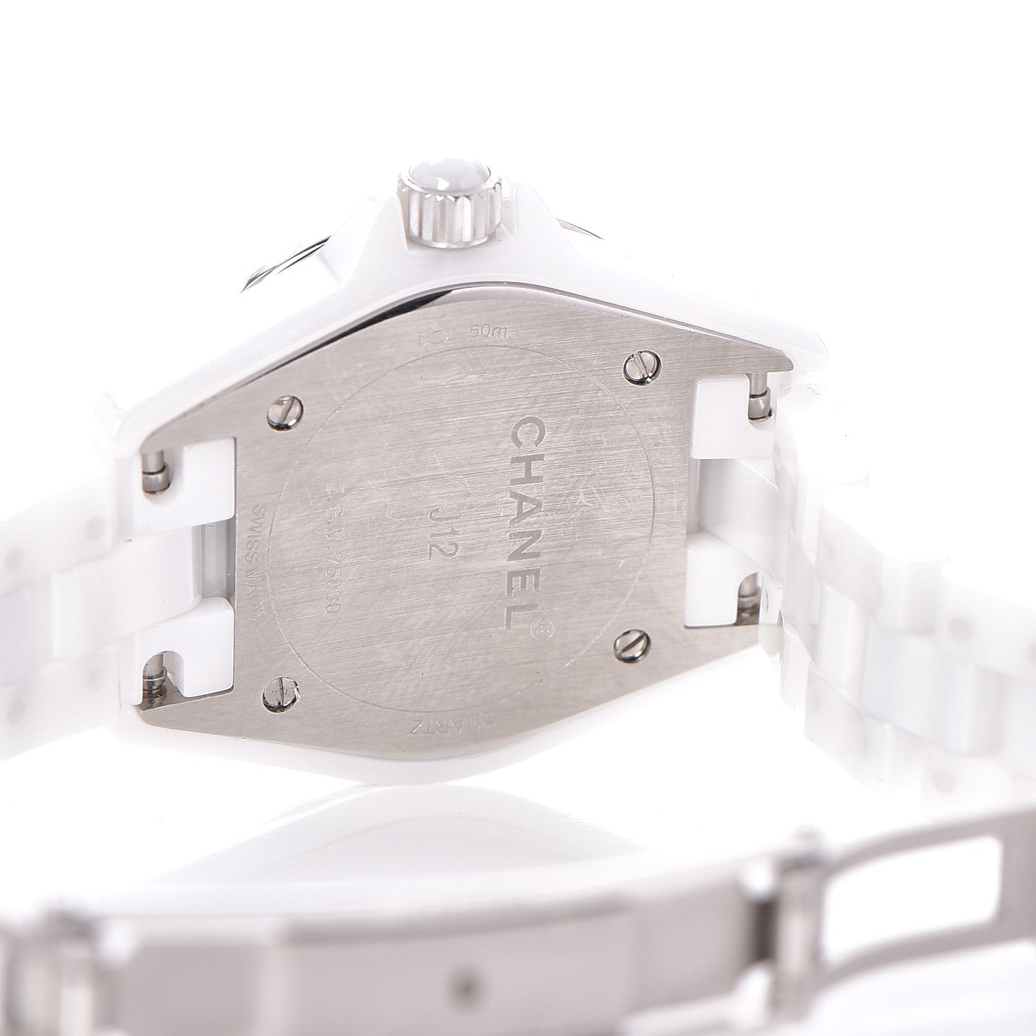 Chanel Stainless Steel Ceramic Diamond Pink Sapphire 29mm J12 Quartz Watch White 4 of 8