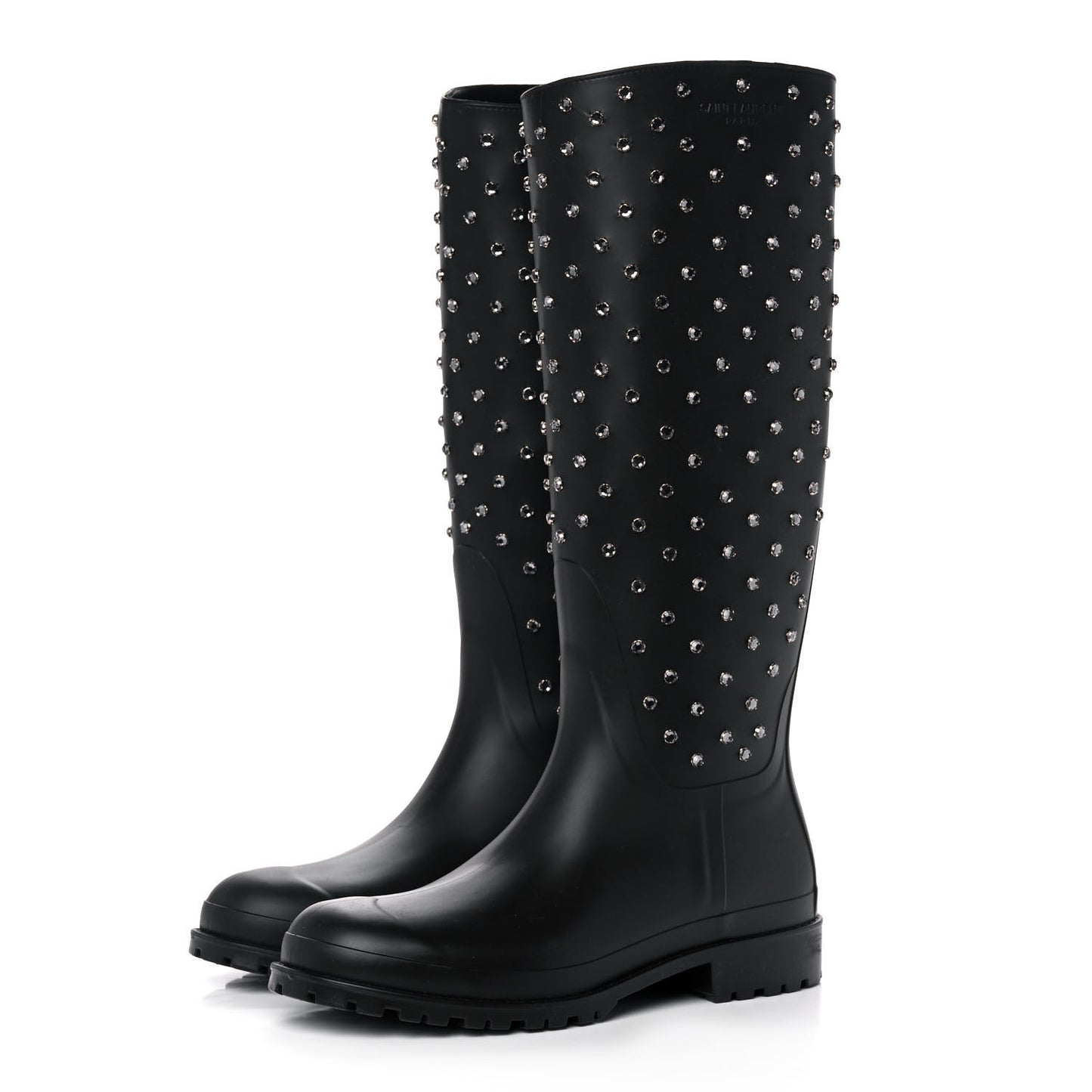 Rubber Studded Festival Rain Boots 42 Black