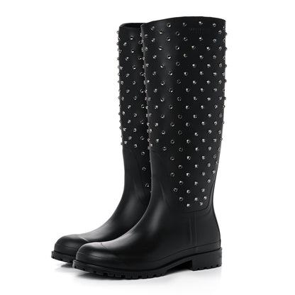 Saint Laurent Rubber Studded Festival Rain Boots 42 Black 3 of 10