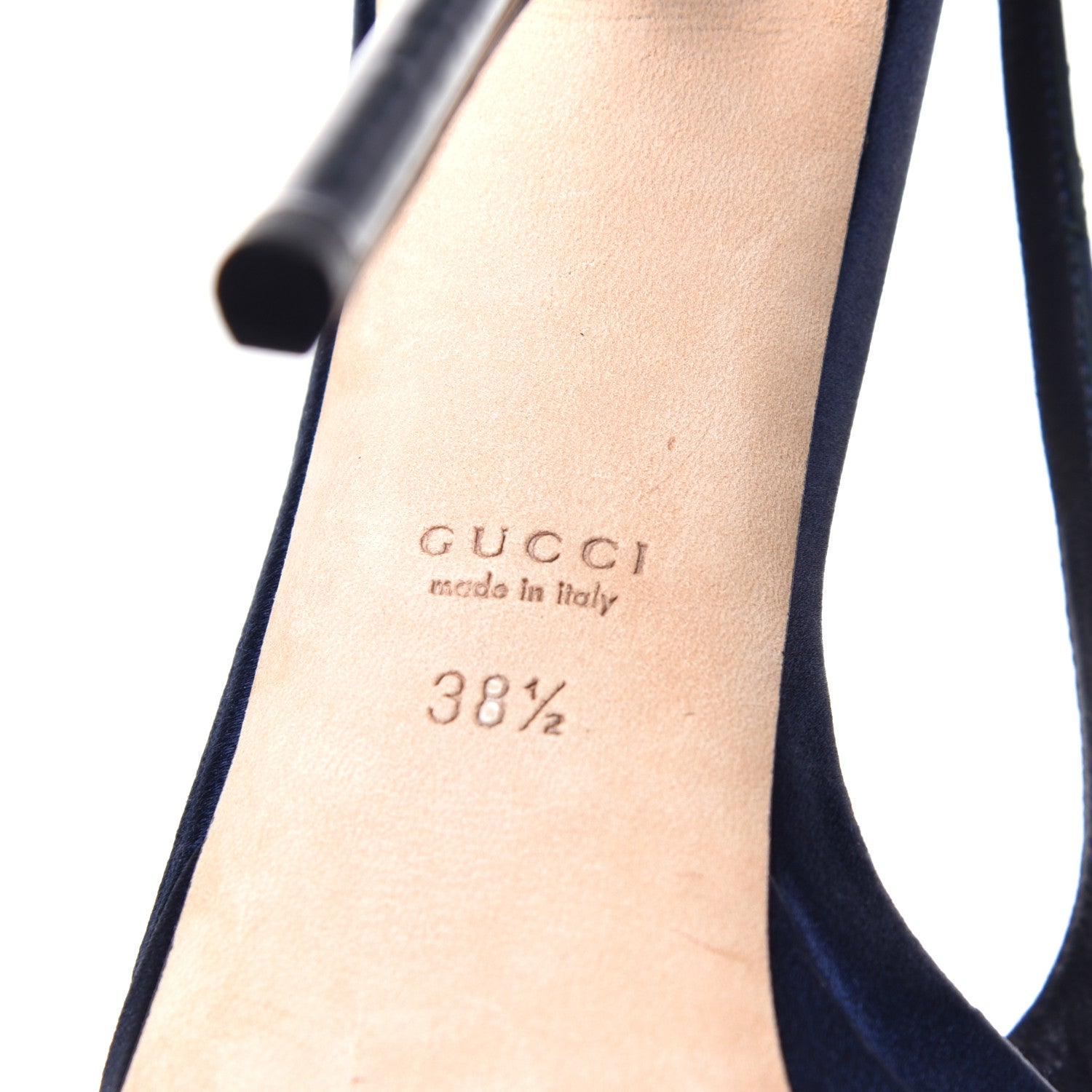 Gucci Vernice Crystal Silk Satin Pump 38.5 Marine 7 of 8
