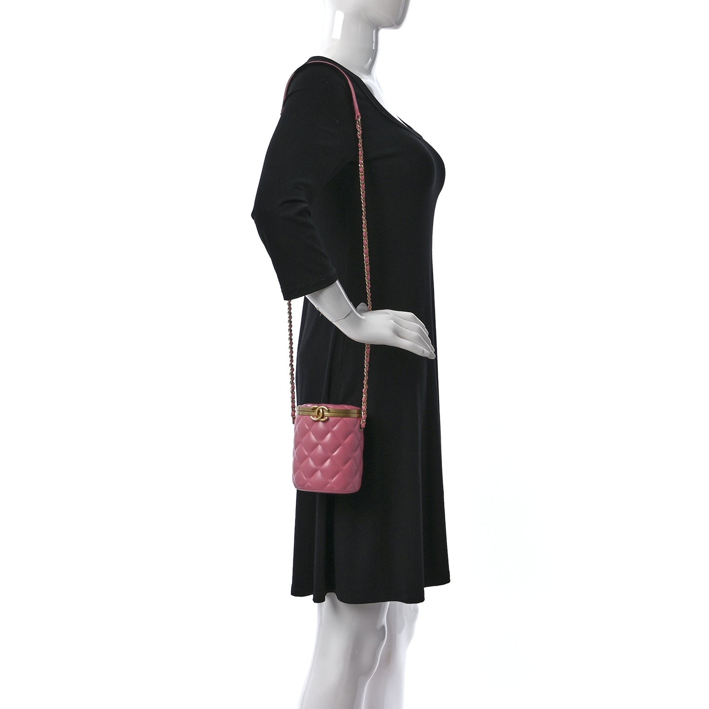 Lambskin Quilted Mini Crown Box Bag Pink