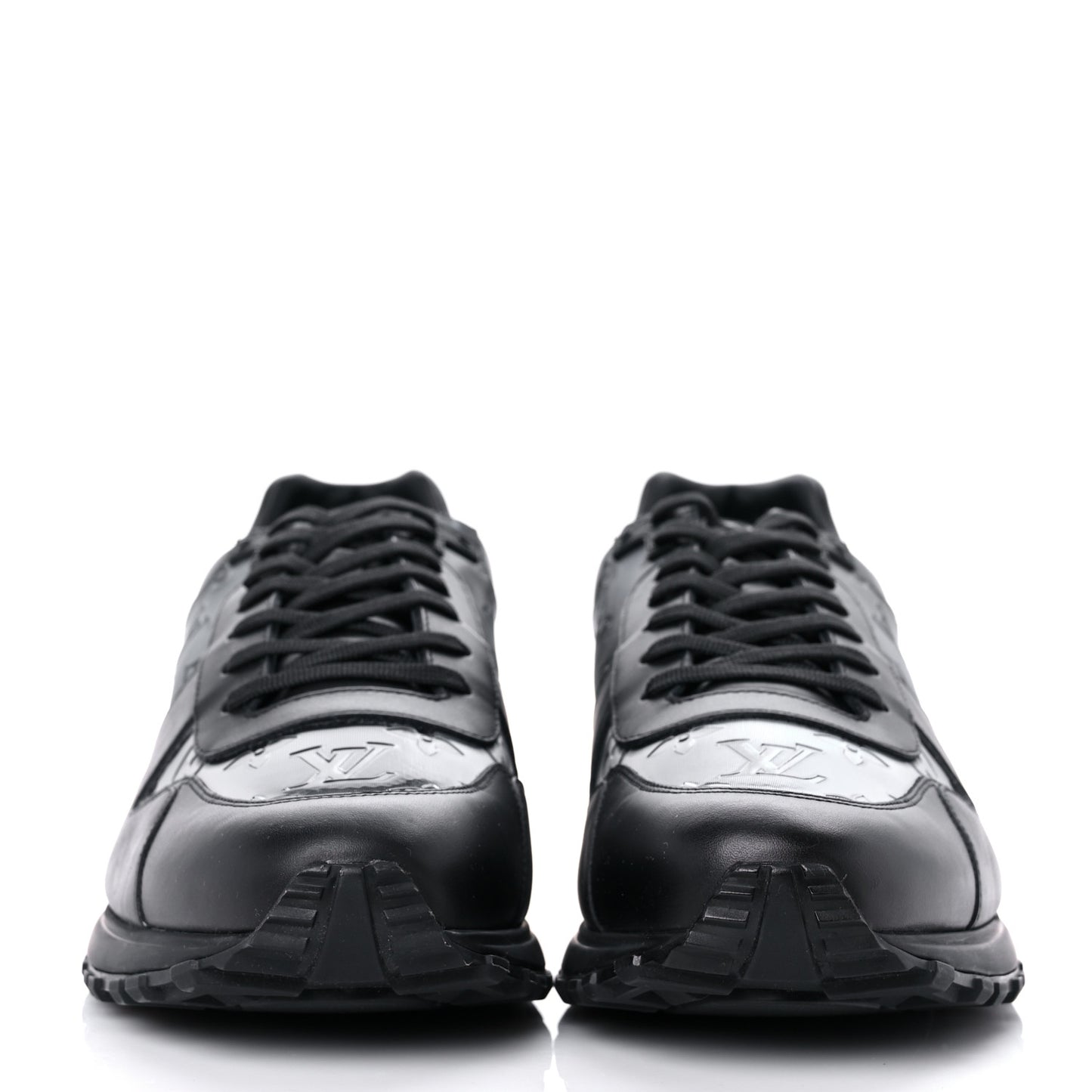 Iridescent Textile Monogram Calfskin Mens Run Away Sneakers 11 Black