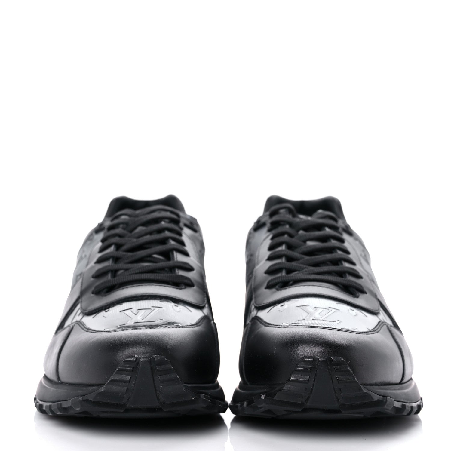 Louis Vuitton Iridescent Textile Monogram Calfskin Mens Run Away Sneakers 11 Black 2 of 9