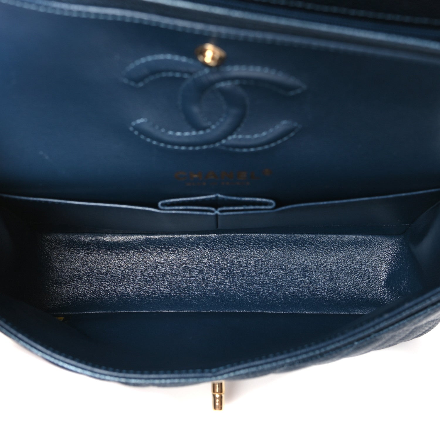 Chanel Iridescent Caviar Quilted Small Double Flap Dark Blue 5 of 10