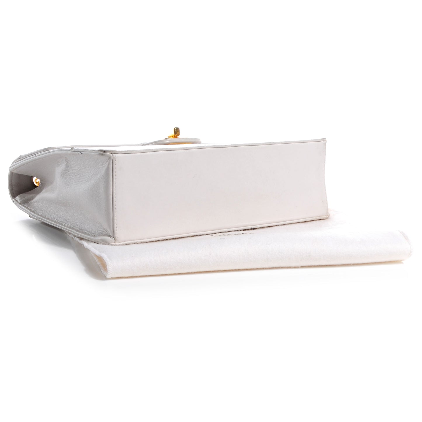 Lambskin Medium Single Flap White