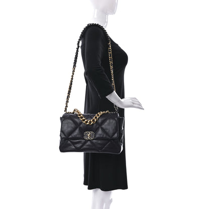 Chanel Goatskin Quilted Large Chanel 19 Flap Navy Blue 2 of 11