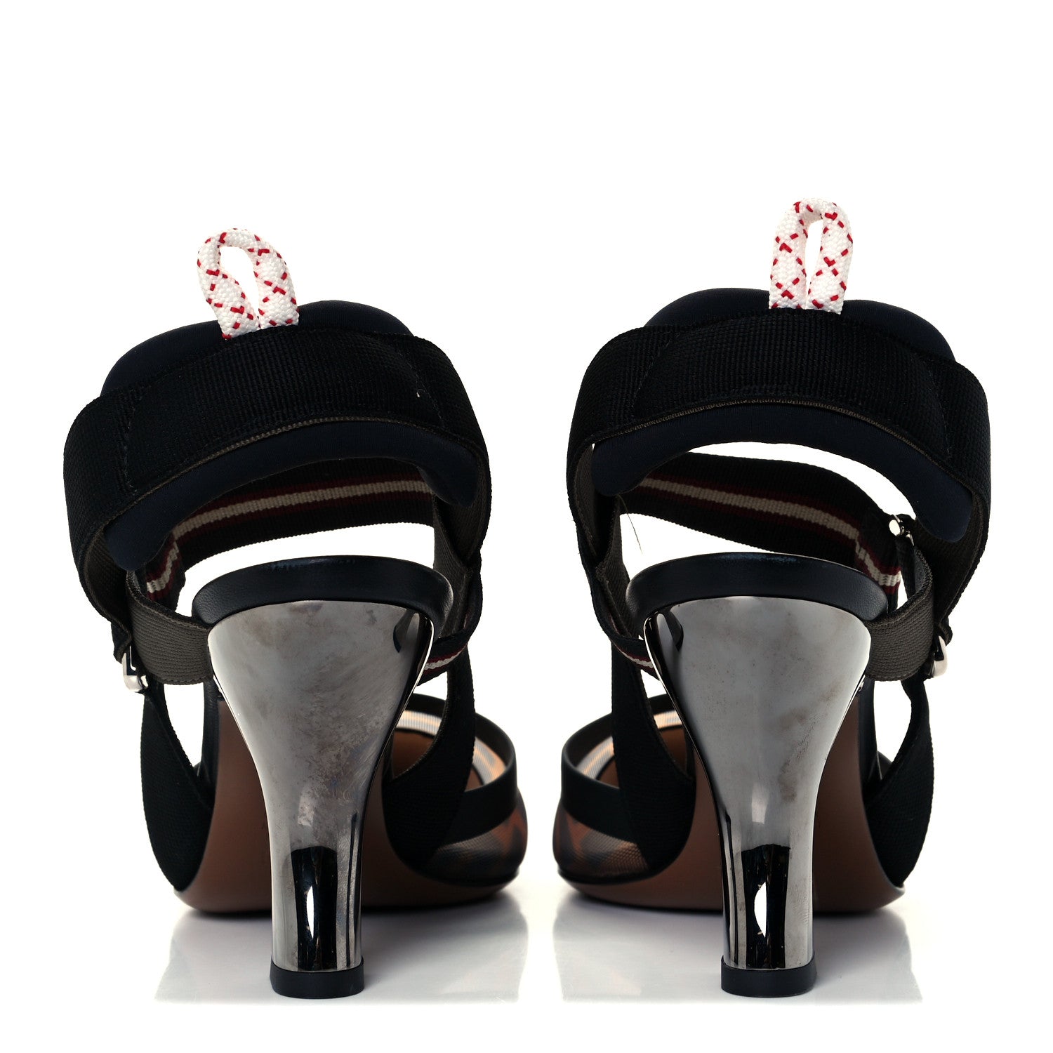 Fendi Technical Mesh FF Colibri 85mm Slingback Pumps 36 Tobacco Moro Bordeaux Black Militare 6 of 10