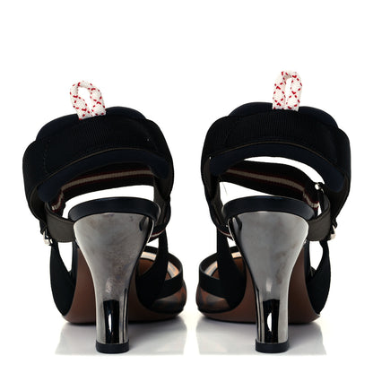 Fendi Technical Mesh FF Colibri 85mm Slingback Pumps 36 Tobacco Moro Bordeaux Black Militare 6 of 10