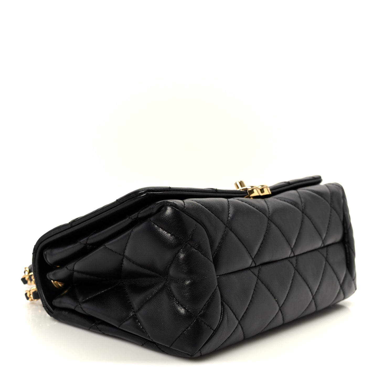 Lambskin Quilted Medium Color Match Flap Black