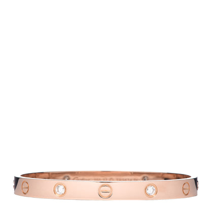 Cartier 18K Pink Gold 4 Diamond LOVE Bracelet 17 1 of 6