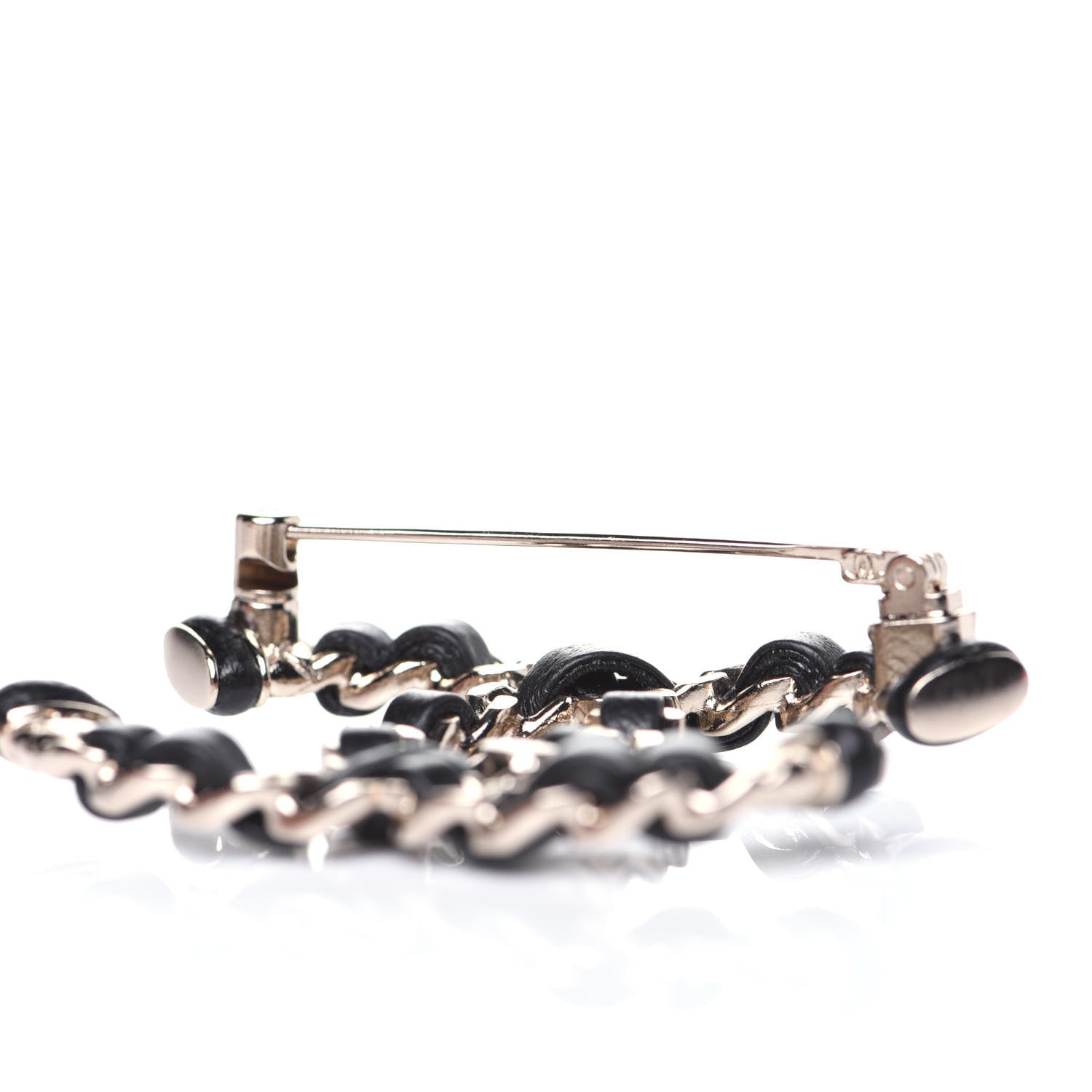 Chanel Lambskin Chain CC Brooch Black Gold 6 of 7