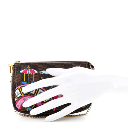 Louis Vuitton Damier Ebene 2020 Christmas Animation Big Wheel Mini Pochette Accessories Rose Ballerine 2 of 8