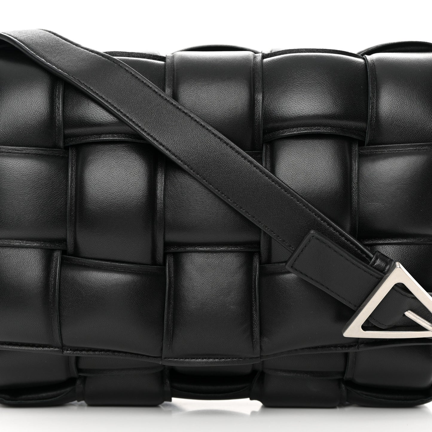 Nappa Maxi Intreccio Padded Cassette Crossbody Bag Black