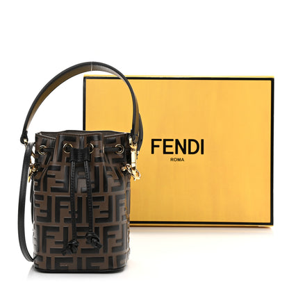 Fendi Vitello Liberty F is Fendi Bi-Color FF 1974 Embossed Mini Mon Tresor Bucket Bag Maya Black 12 of 12