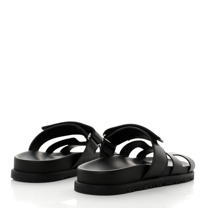 Hermes Calfskin Womens Chypre Sandals 35 Black 4 of 9