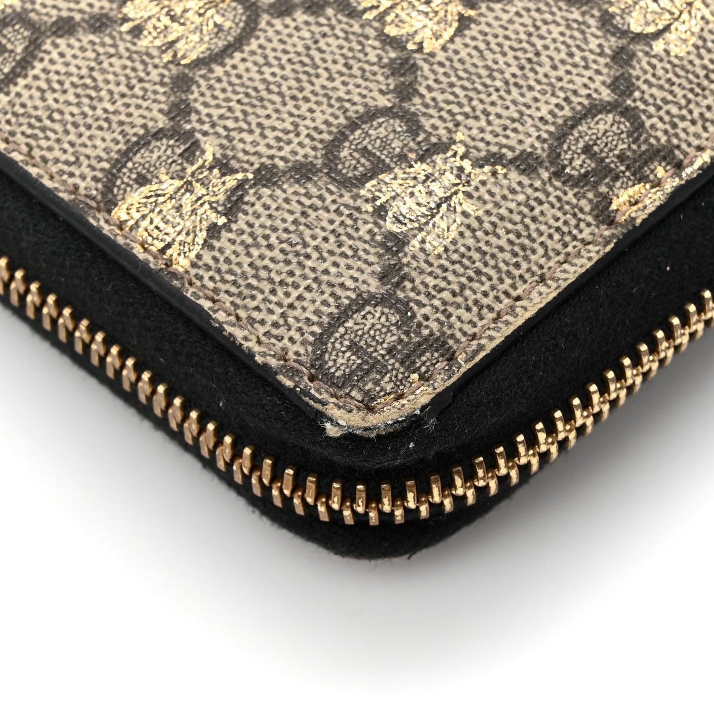 GG Supreme Monogram Bees Zip Around Wallet
