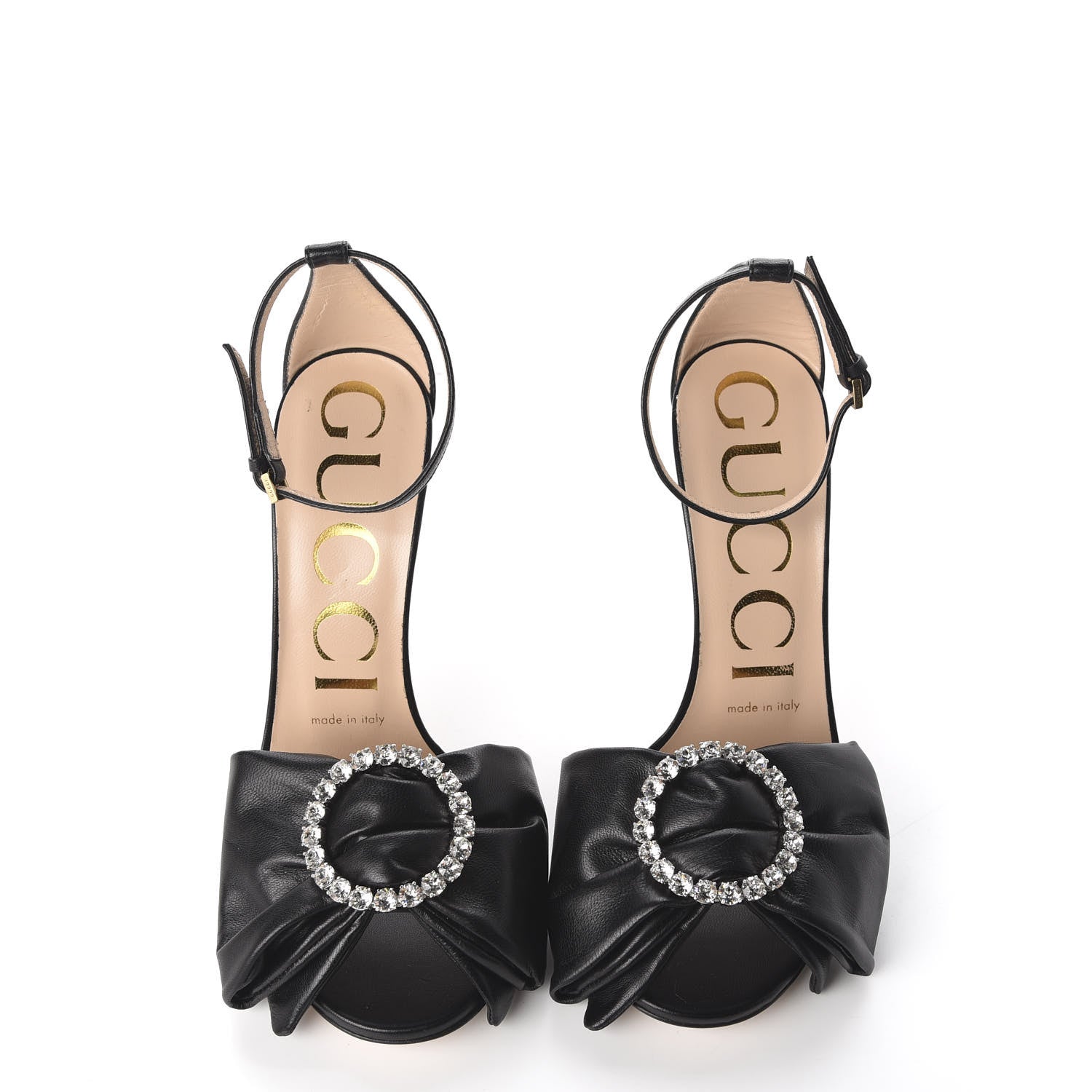 Gucci Nappa Ilse Pleated Bow Sandals 35.5 Black 5 of 8