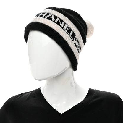 Chanel Cashmere CC Beanie Hat Ecru Black 2 of 7