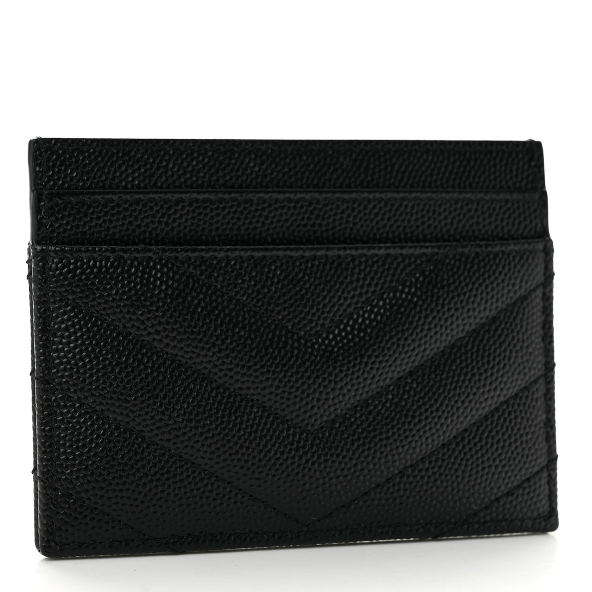 Grain De Poudre Matelasse Chevron Monogram Credit Card Case Black