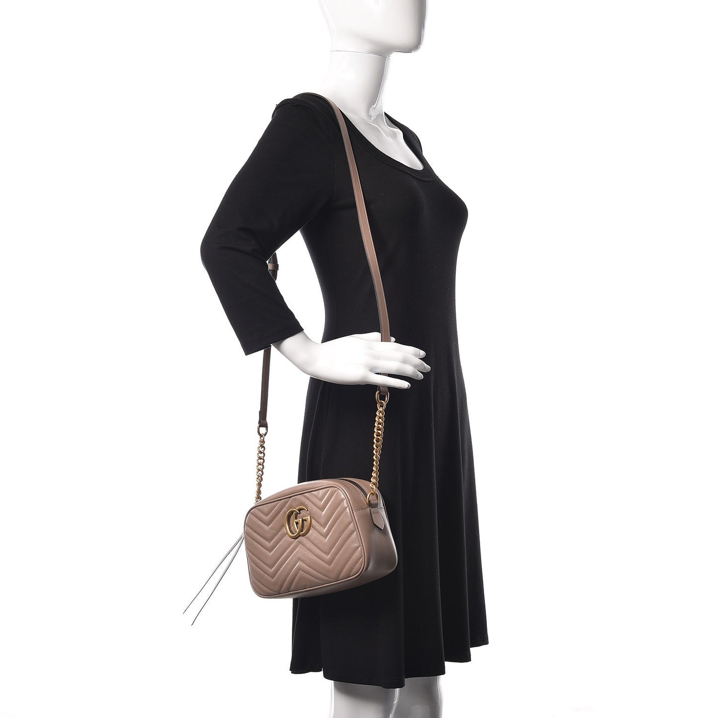 Calfskin Matelasse Small GG Marmont Chain Shoulder Bag Porcelain Rose