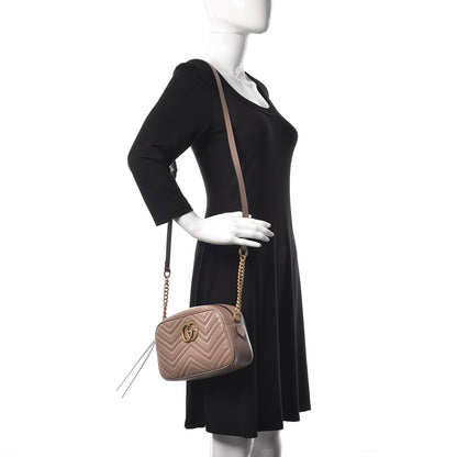 Gucci Calfskin Matelasse Small GG Marmont Chain Shoulder Bag Porcelain Rose 2 of 10
