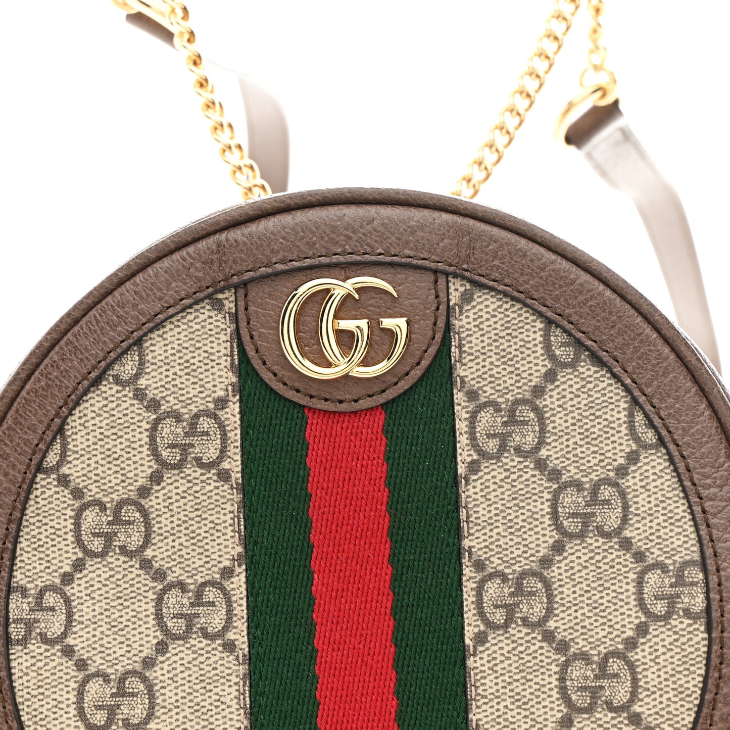 GG Supreme Monogram Web Mini Ophidia Round Backpack Brown