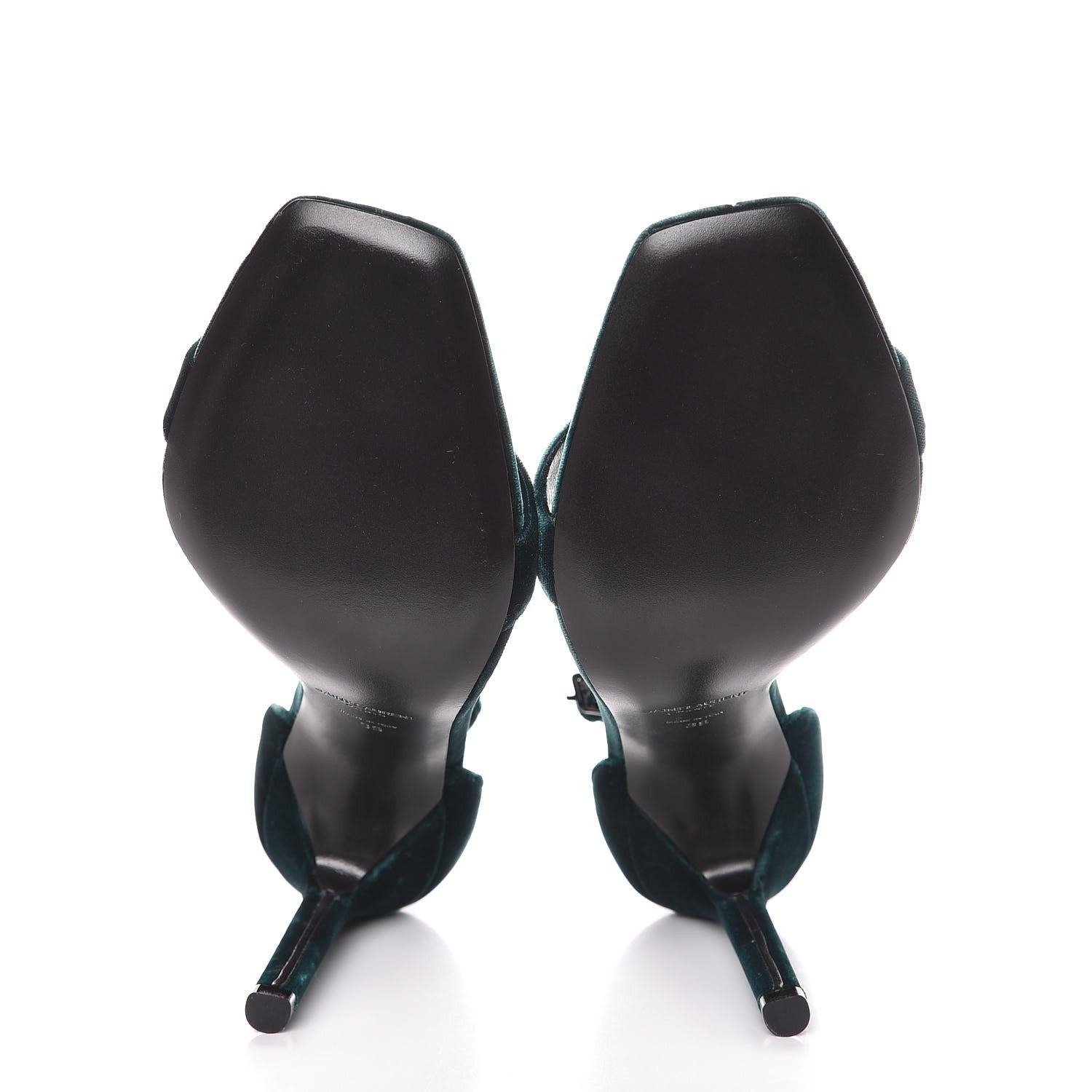 Saint Laurent Velvet Amber 105 Ankle Strap Sandals 39 Malachite 5 of 10