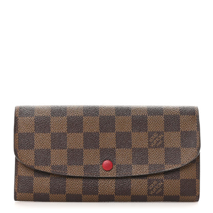 Louis Vuitton Damier Ebene Emilie Wallet Red 1 of 10