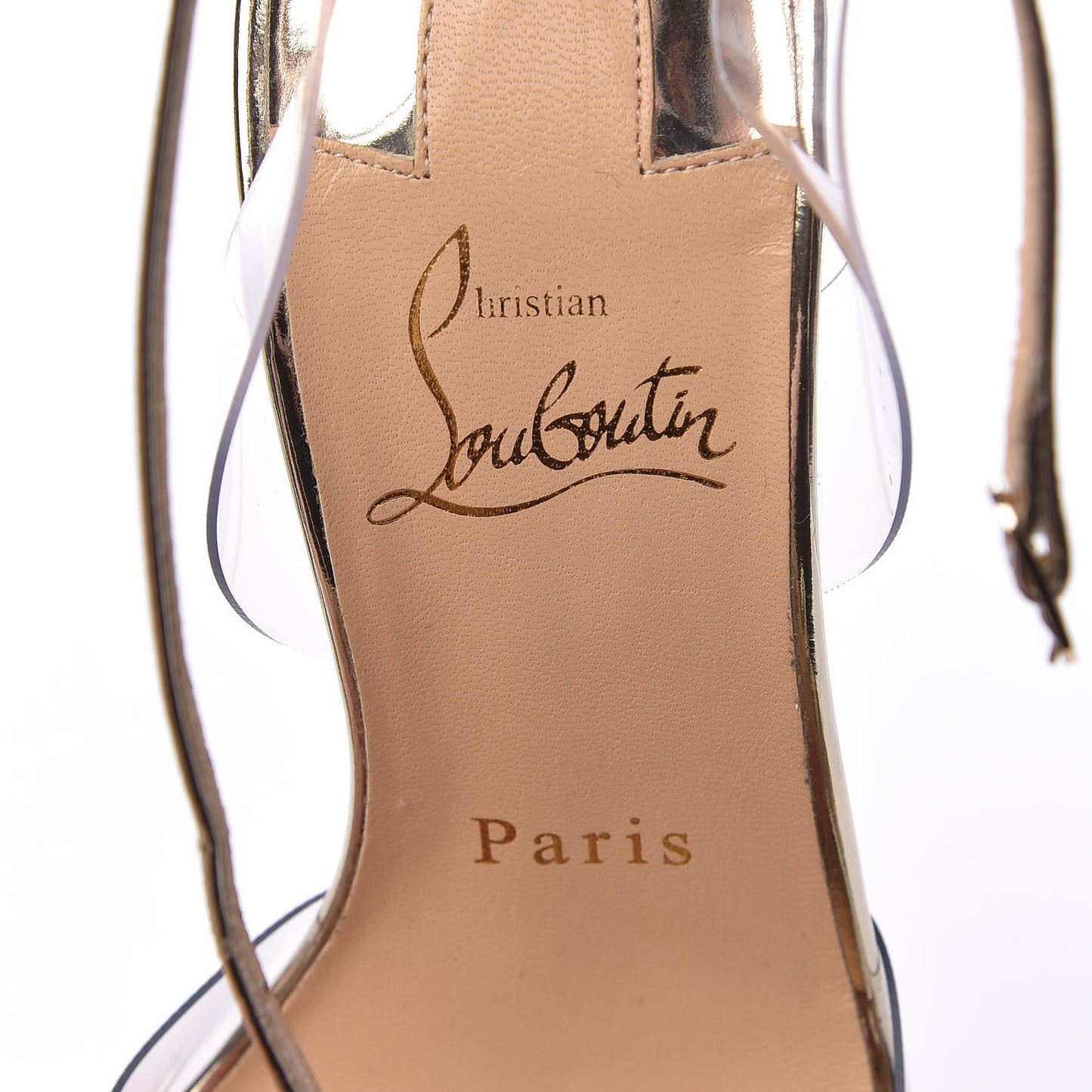 Metallic Calfskin Glitter Tonic PVC Fossiliza 100 Sandals 36 Version Light Gold