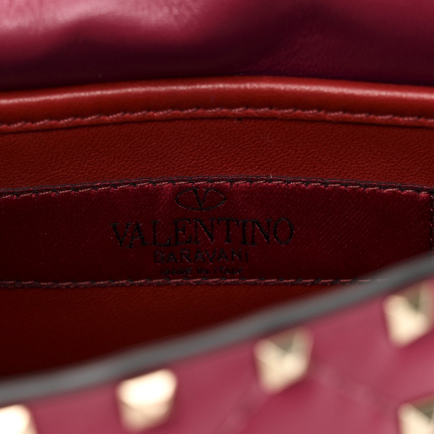 Nappa Small Rockstud Spike Shoulder Bag Raspberry