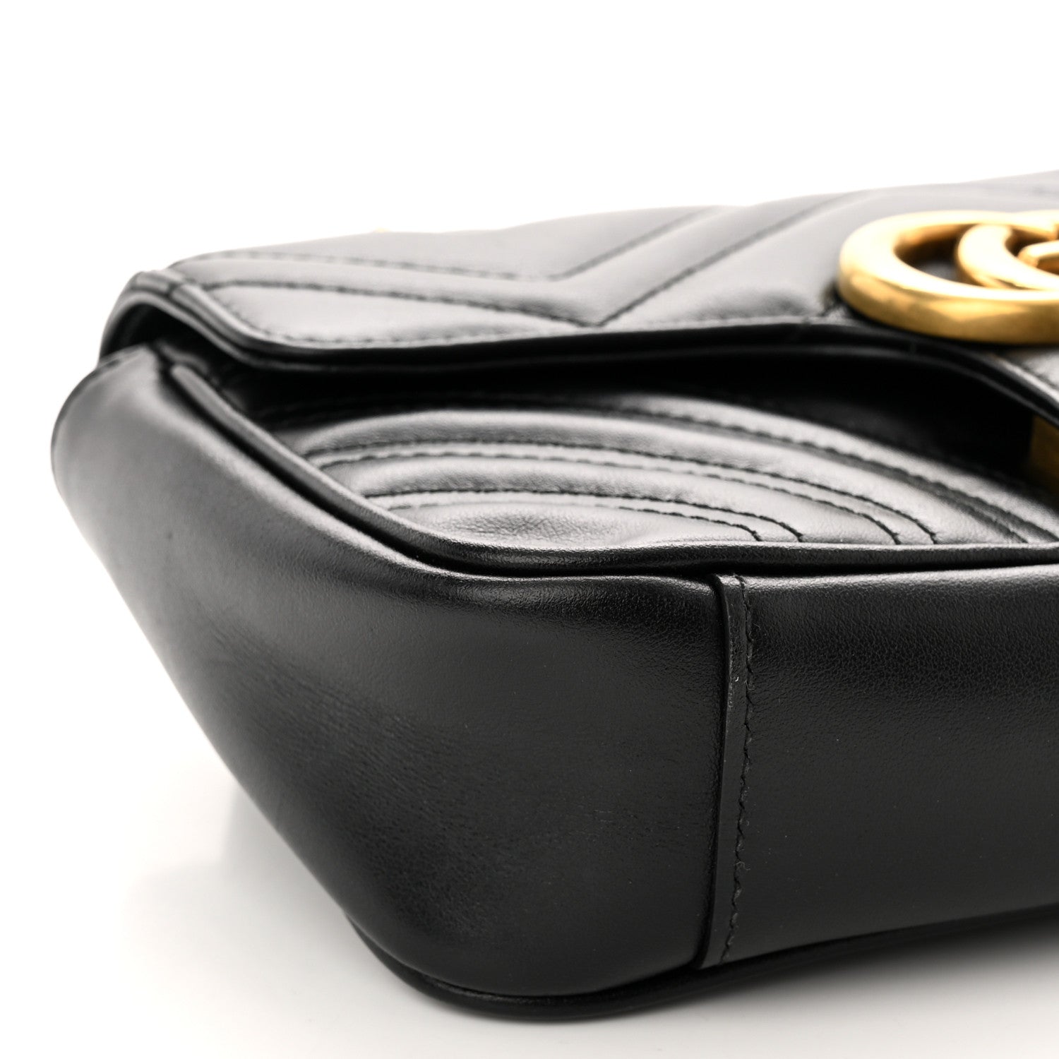 Gucci Calfskin Matelasse Mini GG Marmont Shoulder Bag Black 9 of 10