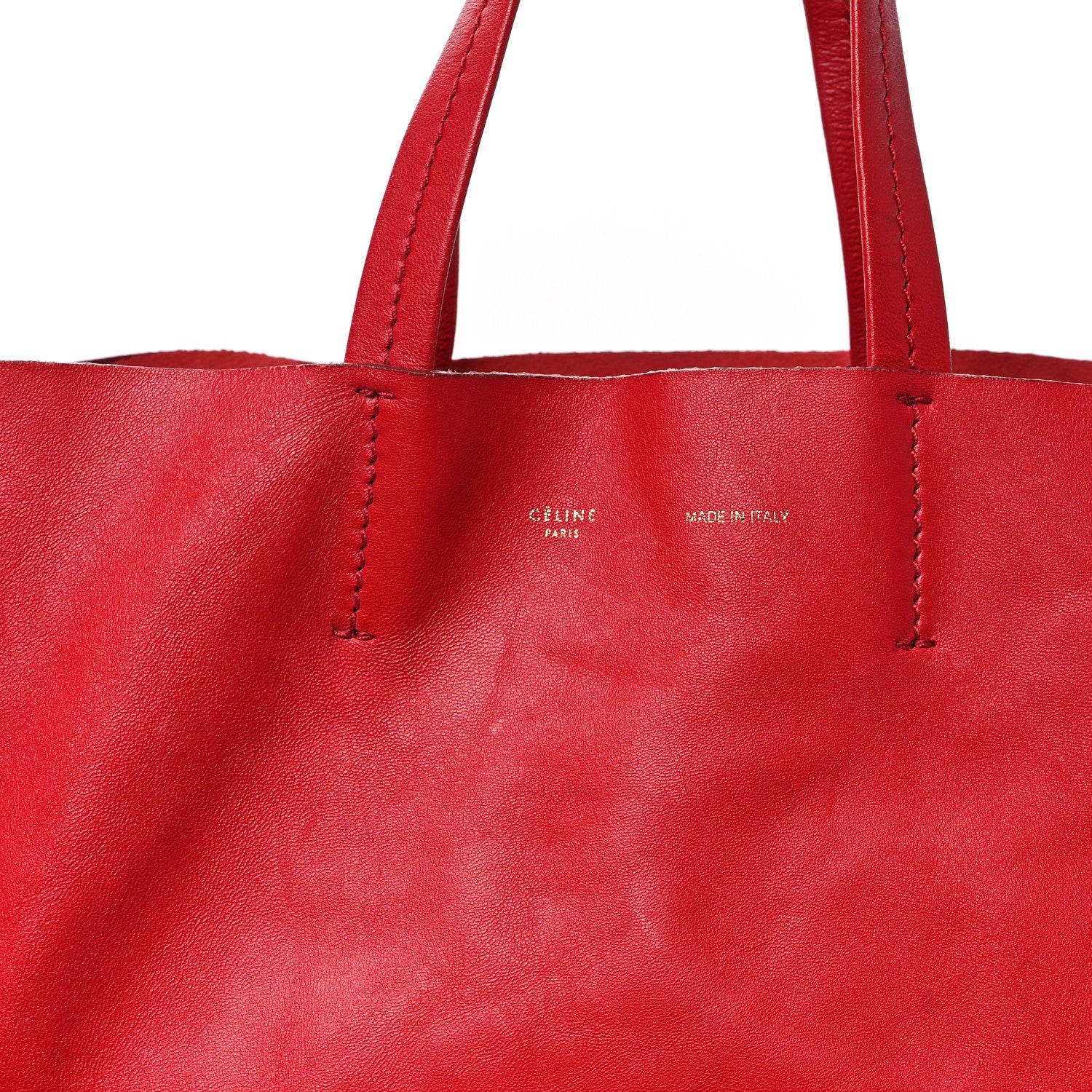 Celine Lambskin Vertical Cabas Red 7 of 10