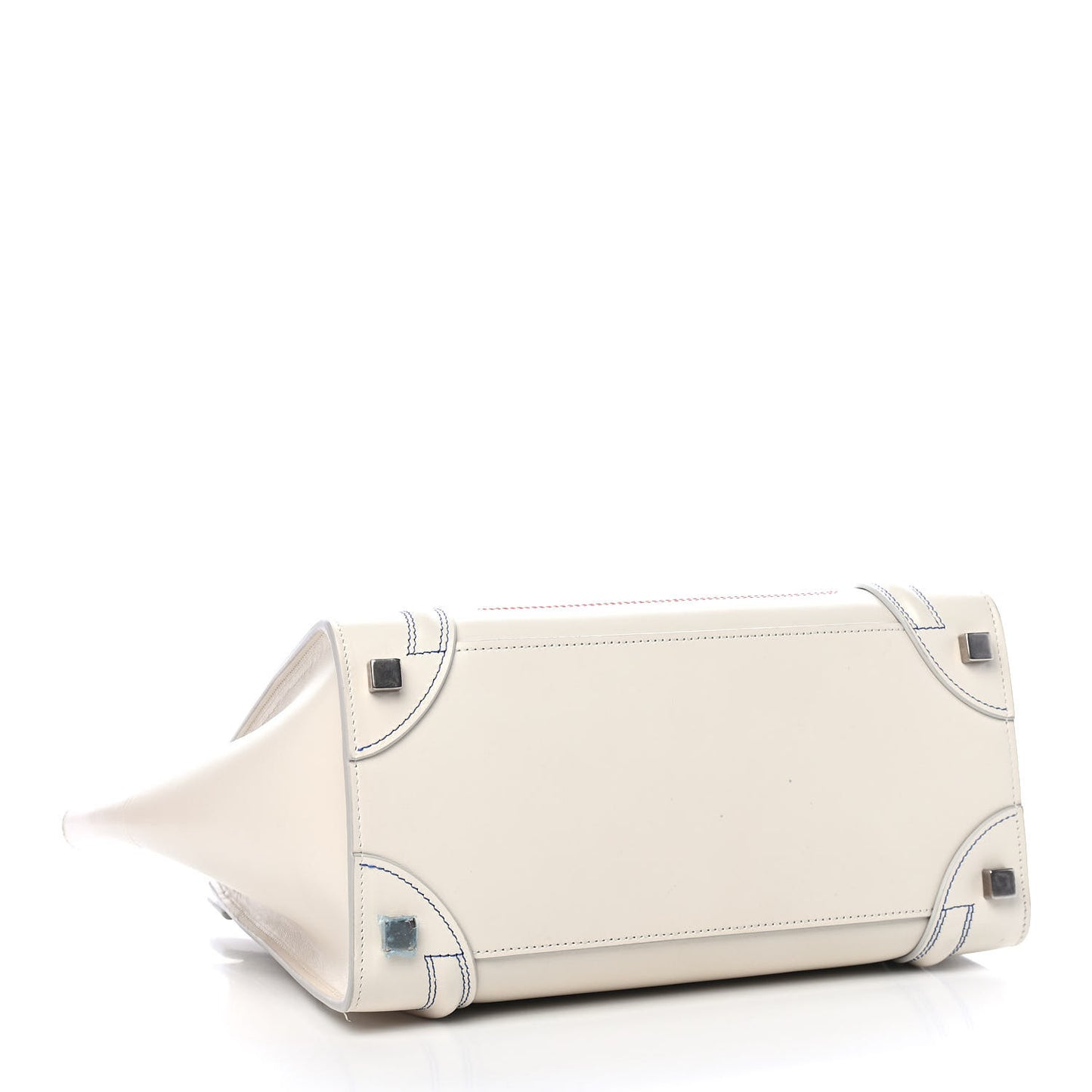 Smooth Calfskin Multicolor Double Stitching Micro Luggage White